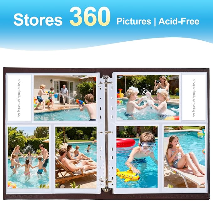 60 Pack 4x6 Photo Album Refill Pages for 3 Ring Binder,Ultra-Clear Photo Sleeves Holding 360 Pictures, Double-Sided 3 Pockets Photo Pages with Memo Slot,Photo Sheet Protector for Photos and Postcards - Image 4