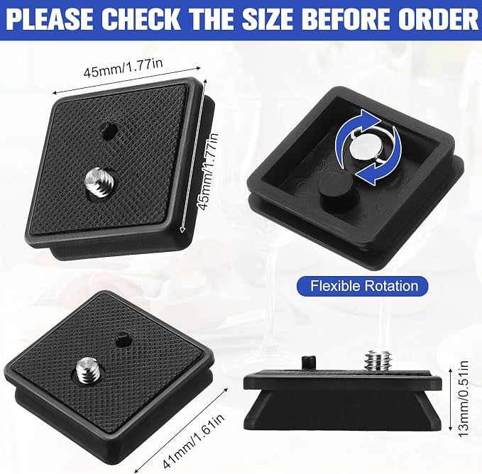 TOODOO 2 Pack 41mm and 43mm Tripod Quick Release Plate Camera Mounting Adapter, 2 Sizes QR Release Camera Tripod Ball Head Parts Replacement Compatible with Ambico V0552 V0554, Sunpak,Kalimar - Image 3