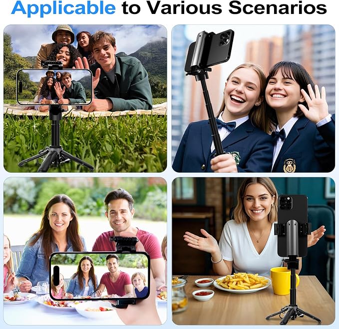 3-in-1 Mini Tripod, Selfie Stick for iPhone for 4-7 Inch iOS/Android Phones | Tripod for Iphone with Remote Control, Lightweight Travel Tripods for Selfie Video Recording - Image 9