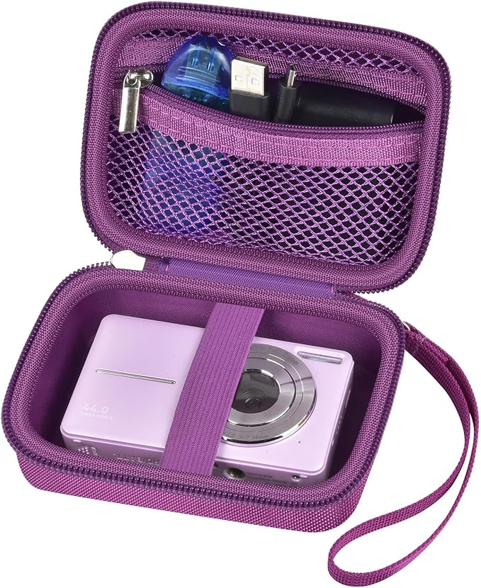 ALKOO Digital Camera Case for CAMKORY/Pouch for KODAK PixproDark Purple | for Lecran/for VAHOIALD Point and Shoot Camera, Hard Carrying Case with Mesh Pocket, Compact for Vlogging, Travel and Storage by ALKOO