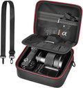casmilee Camera Case for Sony Alpha ZV-E10 Alpha a6400/ a6700/ a6100/ a6000/ a6600/ a6500 Mirrorless Digital Camera, Hard Travel Bag with a Shoulder Strap for Lens & Accessories (Black, Medium) by Casmilee