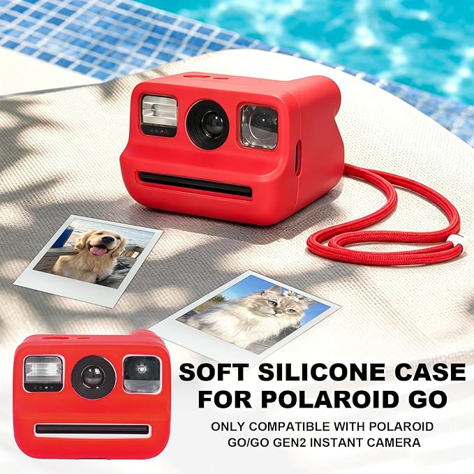 Silicone Case for Polaroid Go/Go Gen 2 Instant Print Camera, Red | Protective Cover for Polaroid Go, Soft Silicone Case, Travel Cover Storage Bag, Wrist Strap, All-Round Protection, No Camera - Image 2