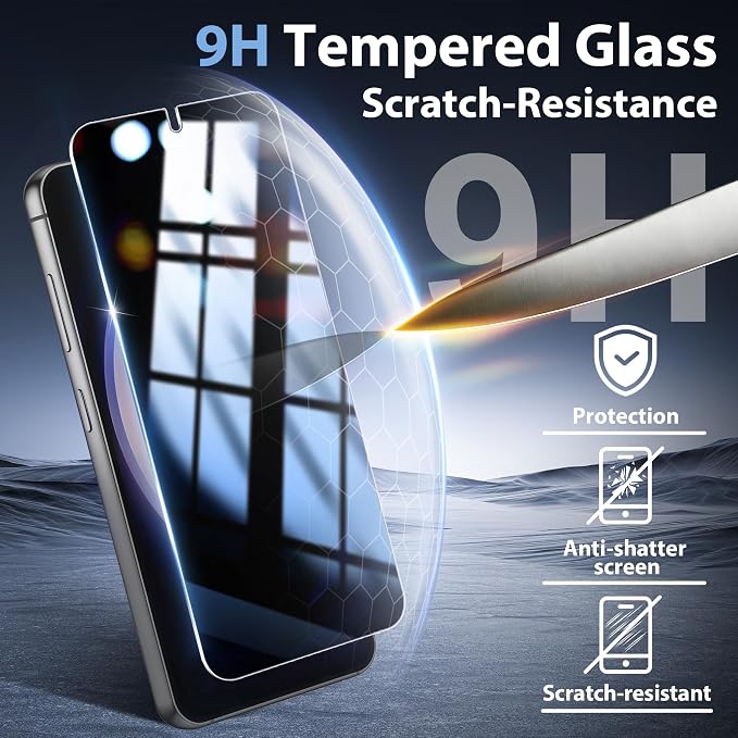 2+2 Pack Privacy Screen Protector for Samsung Galaxy S23 | Camera Lens Protector, Auto-Alignment Tool, Ultrasonic Fingerprint Unlocking, 9H Tempered Glass, Anti-Spy, Case Friendly - Image 5