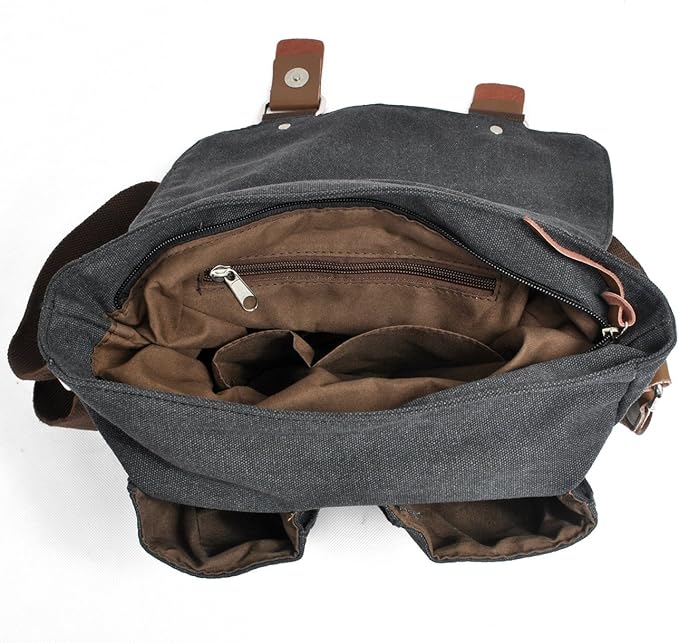 Waterproof Camera bag/Case, Vintage Canvase Leather Trim DSLR SLR Camera Shoulder Messenger Sling bag for for Nikon, Canon, Sony, Pentax, Olympus Panasonic, Samsung & Many More - Image 5