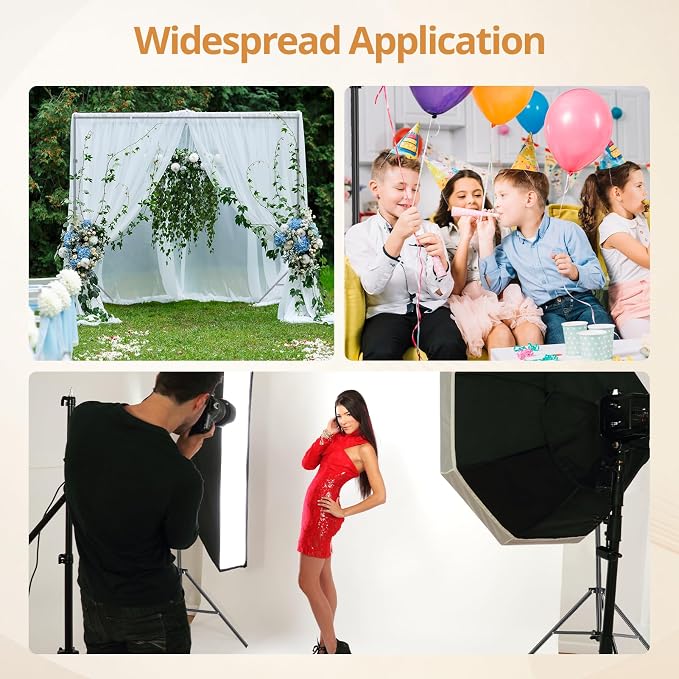 10x7ft Photo Backdrop Stand Kit with 6x9ft White Backdrop Screen | Portable Photography Frame, Adjustable Support kit with 6 Clamps, Carry Bag for Photo, Video Recording, Streaming, Decoration - Image 7