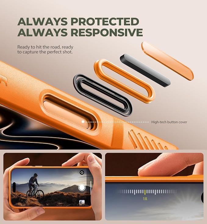Dexnor for iPhone 17 Pro Case, [Built-in Flip Camera Cover & Camera Control Cover & Kickstand], Compatible with MagSafe, Heavy-Duty Rugged Shockproof Magnetic Phone Cover, 6.3 inch Orange - Image 5