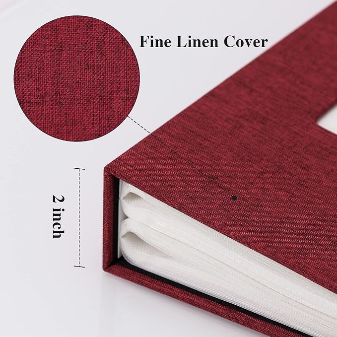 Vienrose 4x6 Photo Album,300 Pockets,Linen Cover with Window,Red | Linen Hardcover, Slip In Photo Book, Family Memory Album, Travel Keepsake - Image 4