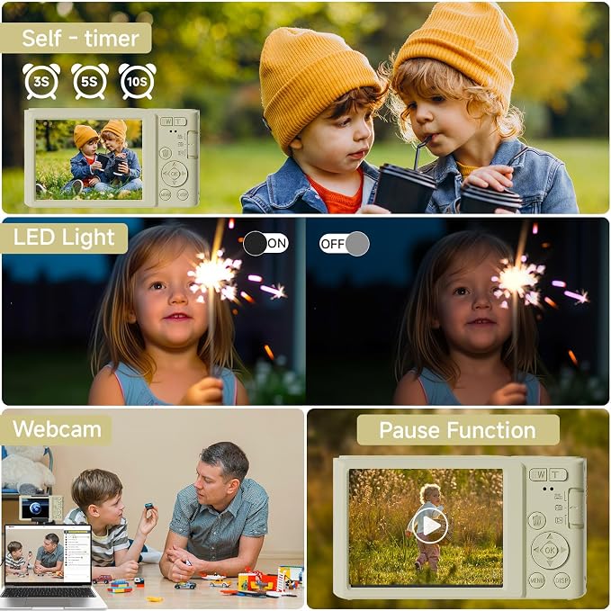 Digital Camera for Teens, 4K 44MP FHD 16x Zoom Point Shoot Camera 64GB Card | Autofocus, Fill Light, Webcam Mode, Continuous Shooting, Time-Lapse, Filters, Easy Operation, Ideal for Beginners Kids - Image 8
