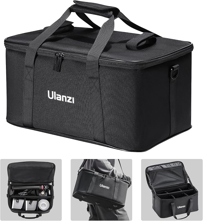 ULANZI Carrying Bag with Movable Foam Padded for Studio Light, Light Stands | Mini Softboxes, Durable Oxford Cloth Transit Bag Travel Case with Shoulder Strap & Handle, 17.13'' x 10.83'' x 8.27'',OM-01 by ulanzi