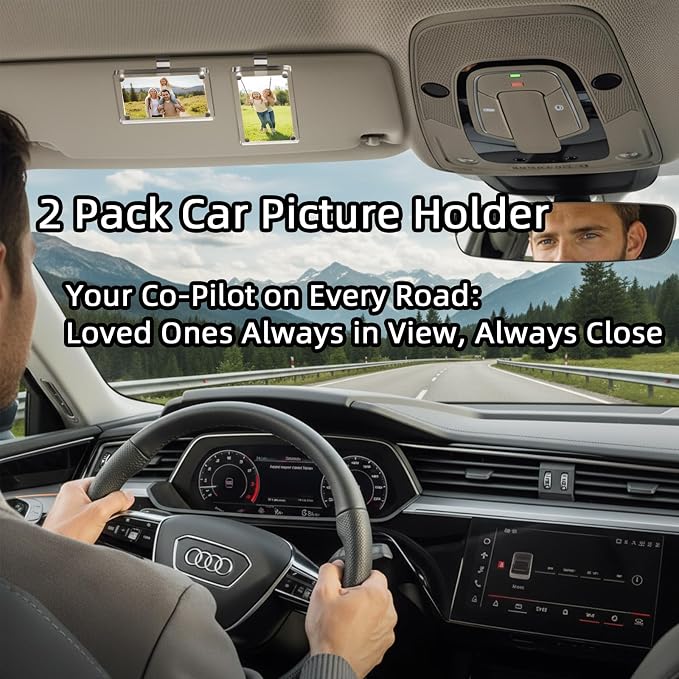 GoldenLife 2Pcs Car Picture Holder, Car Visor Photo Clip - Magnetic Nonslip Strong Stickiness, Clear Personalized Car Picture Frame, Suitable for Adding Family or Personal Photos (3.5"X2.4") - Image 2
