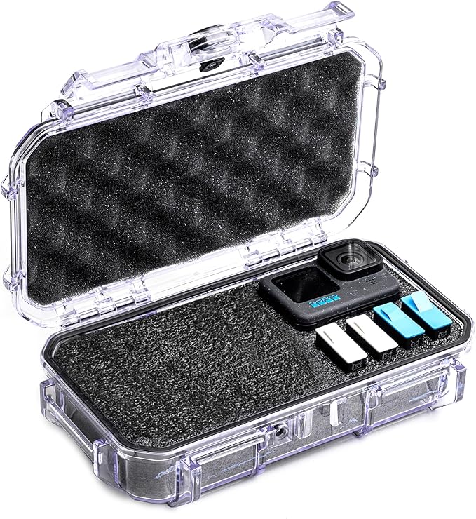 Evergreen Dry Box Tech Organizer – For Camera, Cables, Hard Drives, Memory Cards, Keys, Compatible with GoPro, Airtags (Medium, PROFoam, Clear) by EvergreenCases