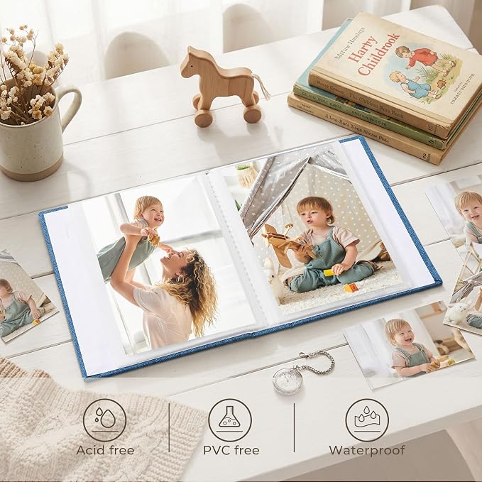 Vienrose 4x6 Mini Photo Album, 2 Pack, 52 Photos, Blue | Linen Cover, Photo Book, Baby Memory Book, Artwork Postcards Storage - Image 5