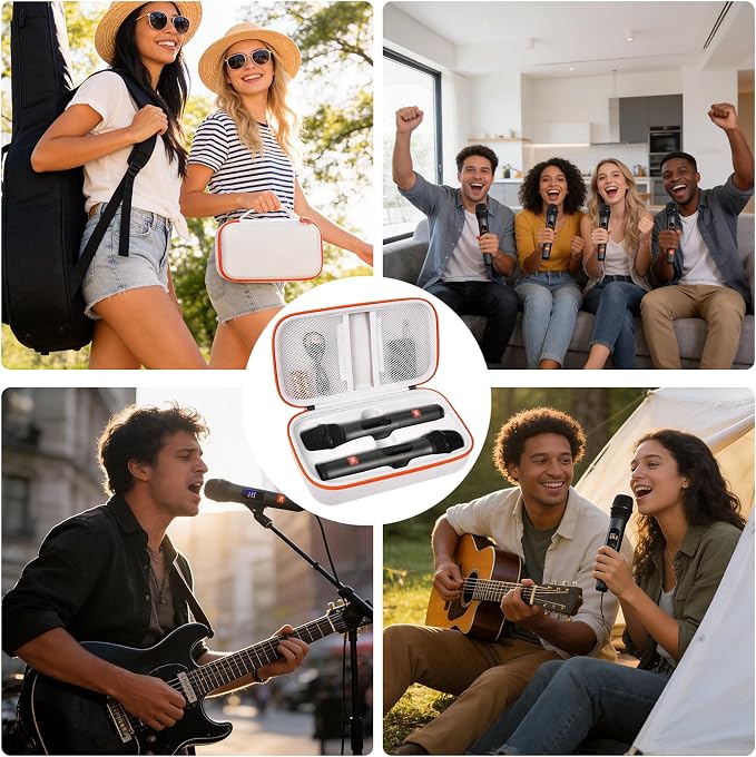 Wireless Microphone Case Compatible with JBL Wireless Two Microphone System, Handheld Dual Mic Travel Bag for Singing or Karaoke for Receivers, Adapters, AA Batteries - Image 6