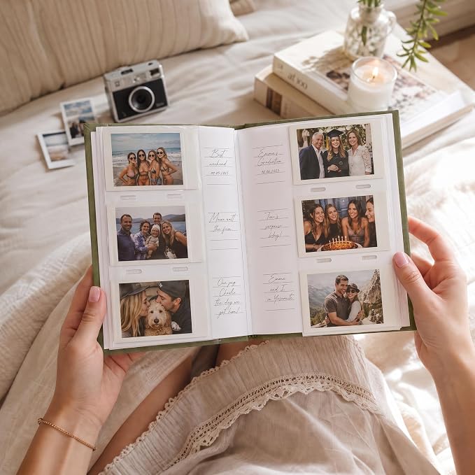 Beautiful Polaroid Photo Album for Instax Mini - Velvet Cover, 60 Pages | Holds Your Polaroid Pictures - Ideal Wedding Guest Book and Keepsake with Secure Elastic Band to Preserve Precious Memories - Image 2