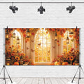 Fall Butterfly Floral Backdrop for Photography 20x10ft Autumn Window Pumpkin Maple Flowers Backdrop Thanksgiving Theme Background Birthday Party Decorations Photo Booth Props Vinyl by Leowefowa