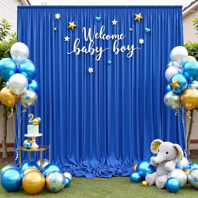 20ftx10ft Wrinkle Free Royal Blue Backdrop Curtains for Parties, 4 Panels Silky Polyester Photo Backdrop Drapes Back Drop Cloth for Wedding Birthday Photography Background - Image 7