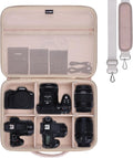 Large Camera Case Bag for Canon/Sony/Nikon Camera and Multiple Lens Beige | Hard Travel Carrying Case Bag for Canon/Sony/Nikon DSLR SLR Mirrorless Camera and Multiple Lens with 5 Dividers by LTGEM