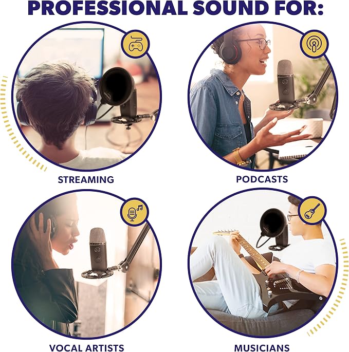 Pro Microphone Shock Mount - Mic Holder Compatible w/Blue Yeti, Snowball & Pro Microphones - Image 4