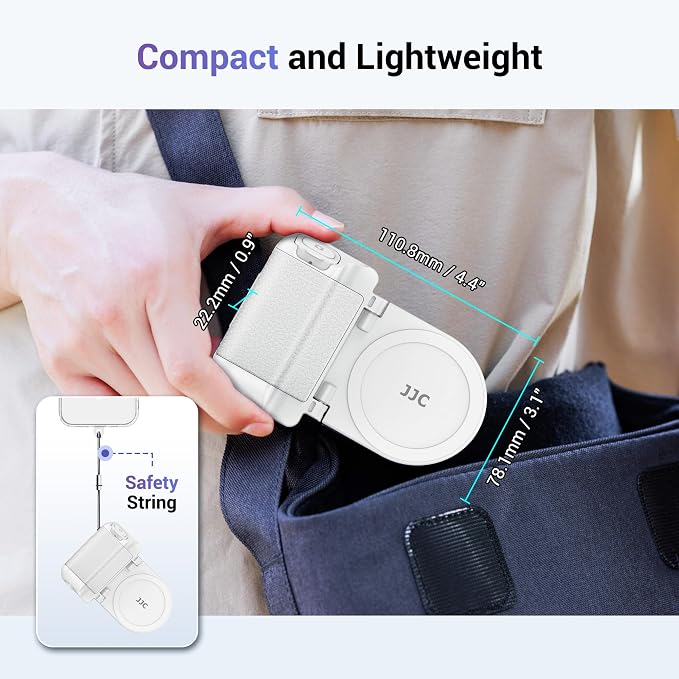 JJC Magnetic Phone Camera Grip Handle with Remote for MagSafe iPhone, White | Camera Handle Bluetooth Bracket for iPhone Air 17 16 15 14 13 12 Pro Max MagSafe Case, Ideal for Photography/Video/Vlogging - Image 8