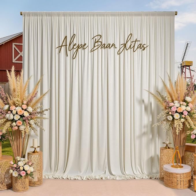 50ftx10ft Wrinkle Free Beige Backdrop Curtains for Parties, Silky Polyester Photo Backdrop Drapes 10 Panels 5x10ft Back Drop Cloth for Wedding Birthday Baby Shower Photography Background - Image 7