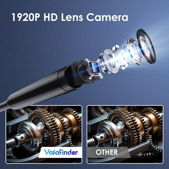 Industrial Endoscope Camera, 1920P HD Borescope Inspection Camera, 8mm IP67 Waterproof Snake Camera with 8 Adjustable LED Lights, 9.8FT(3M) Semi-Rigid Cable for iOS Android - Image 3