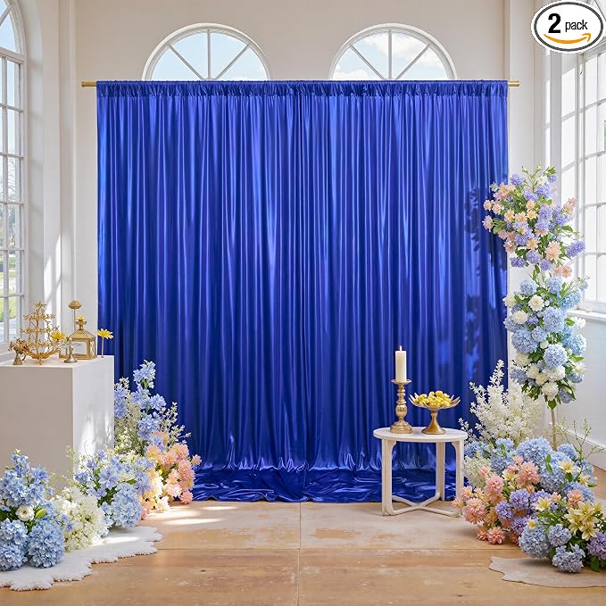 10x10ft Thick Royal Blue Glitter Backdrop Curtain Panels for Parties, Wrinkle Free Sequin Sparking Photo Backdrop Drapes, 2 Panels 5x10ft Shimmer Back Drop Cloth for Wedding Birthday Photography by Outpain