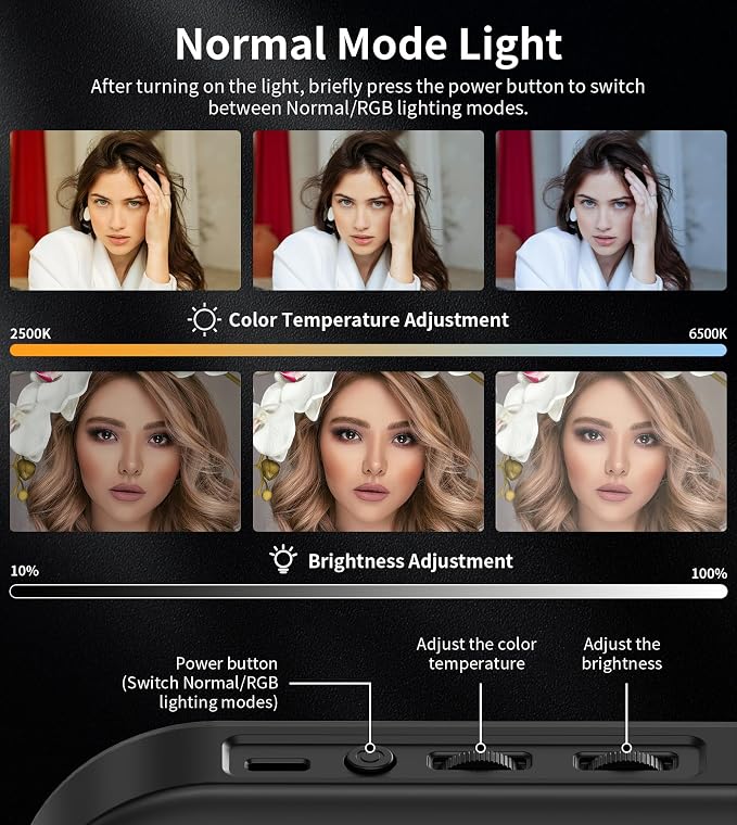 Magnetic 6000mAh Selfie Ring Light for iPhone 448LED RGB Light with Stand | RechargeablePhone Light with Mini Tripod Stand Double-Sided Magnetic Handheld Stabilizer for Magsafe/Video Recording/Photos - Image 5