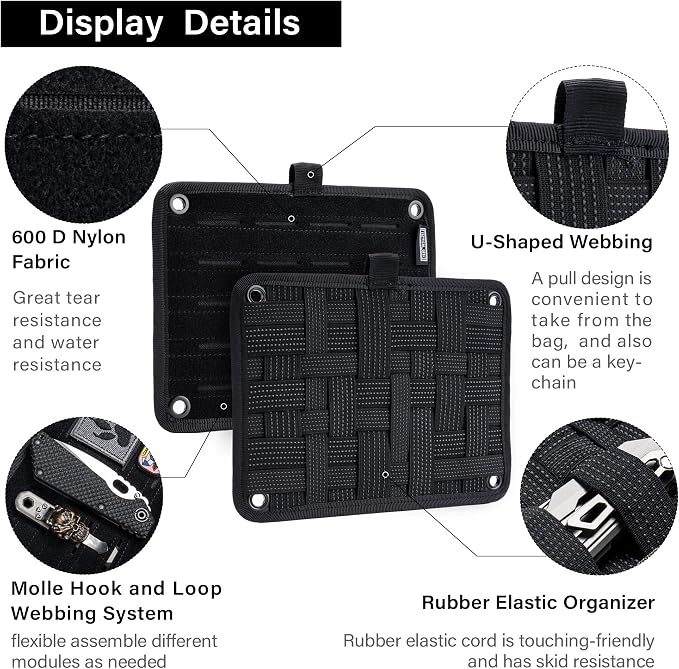 TACTICAL_GEEK EDC Organizer Board, Anti-Slip Elastic Woven Board, Utility Bag Insert Panel for Small Gear, Backpack Accessories (TCM-Black) - Image 2