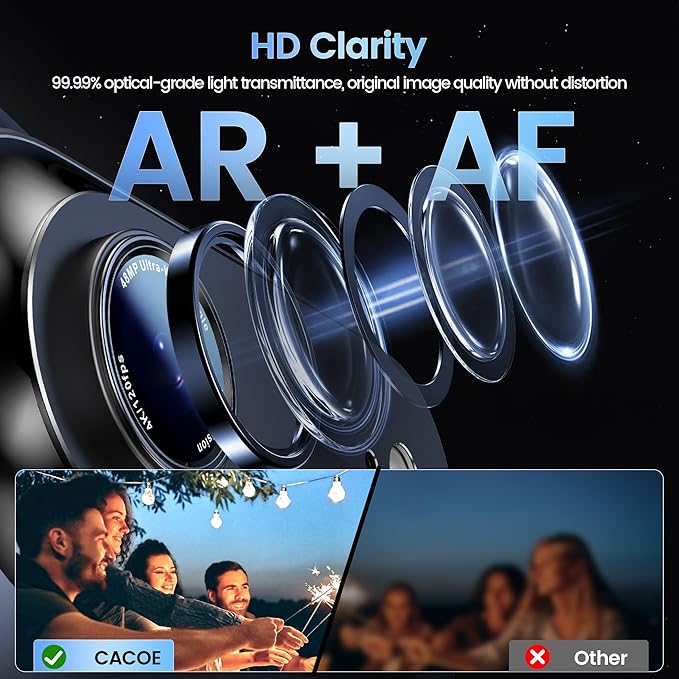 CACOE Metal Camera Lens Protector for iPhone Air | Tempered Glass Cover, Anti-Scratch, Drop-Proof, Strong Adhesion, Camera Screen Cover Accessories, Dark Black - Image 3