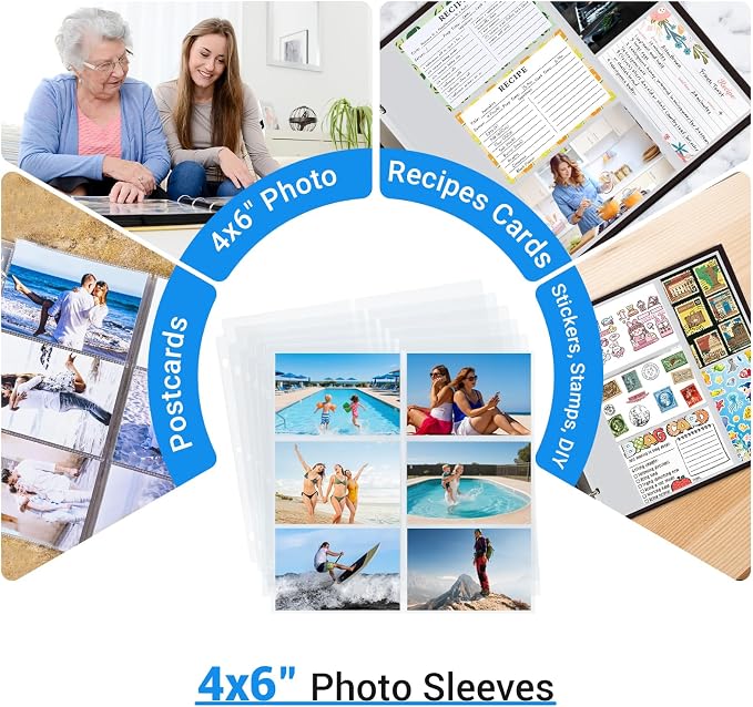 20 Pack 4x6" Photo Album Refill Pages, 12x12, 240 Pockets, Double-Sided, Clear, Water/Dust Proof, 3 Ring Binder Compatible - Image 5
