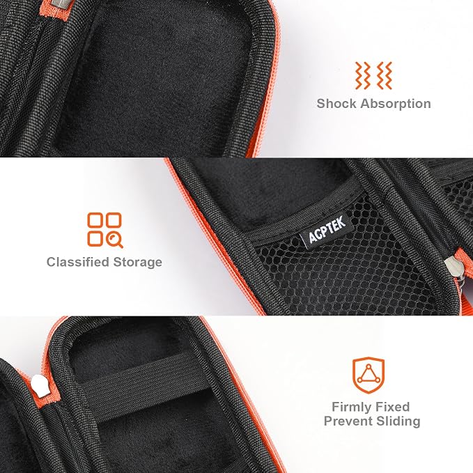 AGPTEK Carrying Case, EVA Zipper Carrying Hard Case Cover for MP3 Players | Storage Holder for Digital Voice Recorders, 3D Printing Pen, USB Cable, Earphones, Memory Cards, U Disk (Orange) - Image 3