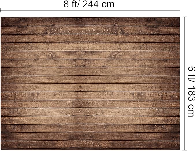 Mixweer Brown Wood Backdrop for Photography Rustic Wooden Photo Backdrop Decorations Retro Wood Wall Background Birthday Party Weeding Backdrop(8 x 6 ft) - Image 2