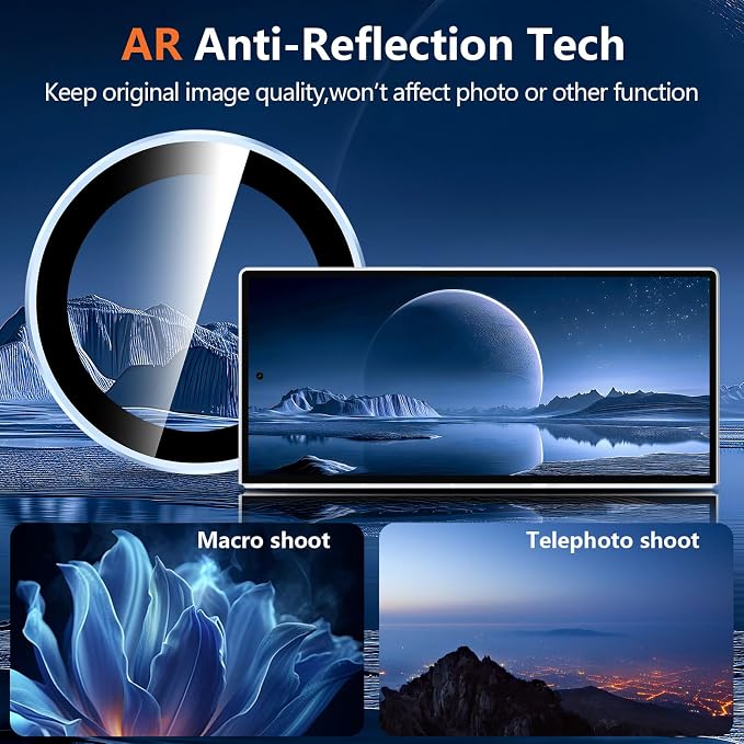 for Samsung Galaxy Z Fold 8 Ultra Camera Lens Protector, Individual Metal Ring Tempered Glass Lens Cover, [Strong Adsorption] Scratch Resistant Ultra-Thin HD Clear Lens Cover, 1 Set-Blue Ring - Image 3