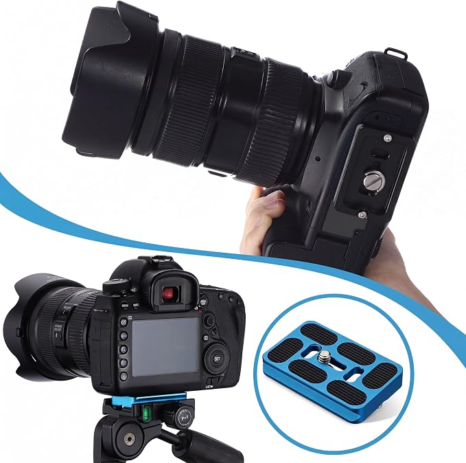Frienda Quick Release Plate Tripod 1/4-20 DSLR,Pu60,Black and Blue | Tripod Mount Plate, Camera Tripod Mount for DSLR Camera Tripod Ball Head , Metal, 1.9 x 1.5 x 0.4 Inch - Image 3