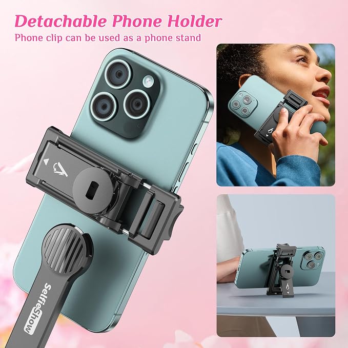 Selfie Stick Tripod with Fill Light, All in One Extendable Selfie Stick with Detachable Wireless Remote, Flexible Phone Tripod Stand Compatible with iPhone/Galaxy, Compact Size & Lightweight - Image 8