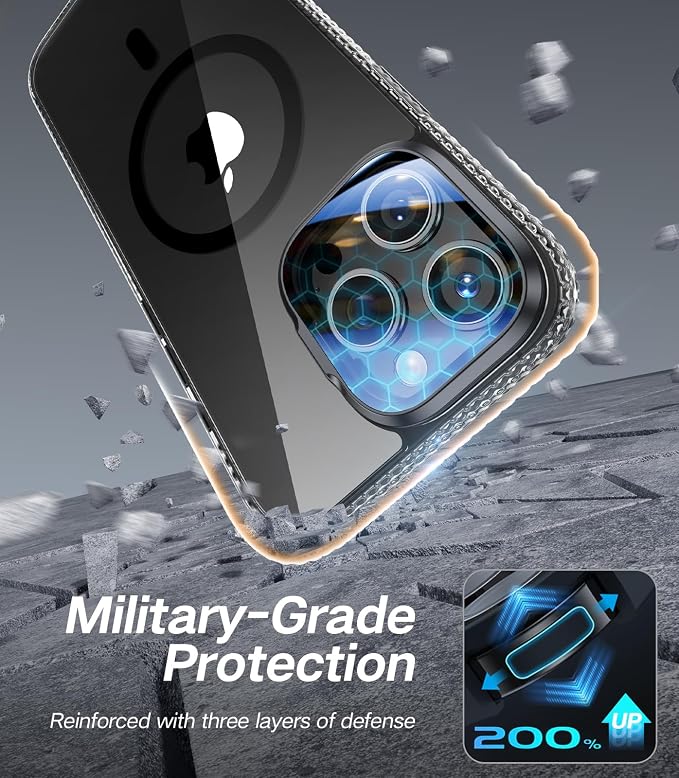 VOFATA [Upgraded] for iPhone 16 Pro Max Case with Camera Cover Stand [Fit for MagSafe][9H Camera Lens Protector] Mil-Grade Protection Transparent Magnetic iPhone 16 Pro Max Phone Case, Clear Black - Image 6