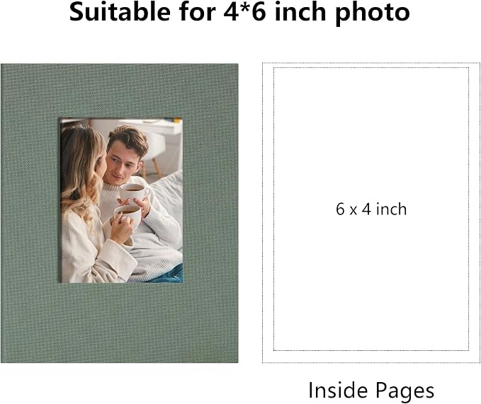Small 4x6 Photo Album 24 Pockets Linen Cover Gray Green | Linen Cover, Front Window, Portable Mini Picture Book, Travel Wedding Memories - Image 2
