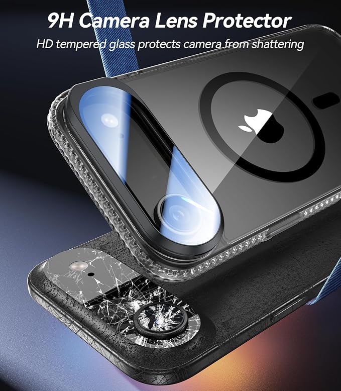 VOFATA [Upgraded Full Camera Protection] for iPhone Air Case with Camera Cover Stand [Fit for MagSafe][10FT Mil-Grade Protection] Transparent Magnetic Phone Cover for iPhone 17 Air Case, Clear Black - Image 3