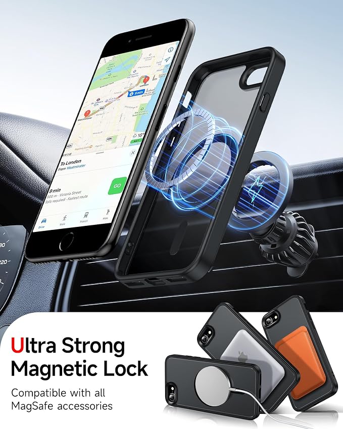 LeYi for iPhone SE 2022/2020 Case: iPhone-8/ iPhone 7 Phone Case, Compatible with Magsafe SE3 3rd Generation SE2 2nd Gen Matte Slim Protective with 2 Screen Protectors + 2 Camera Covers, Black - Image 2
