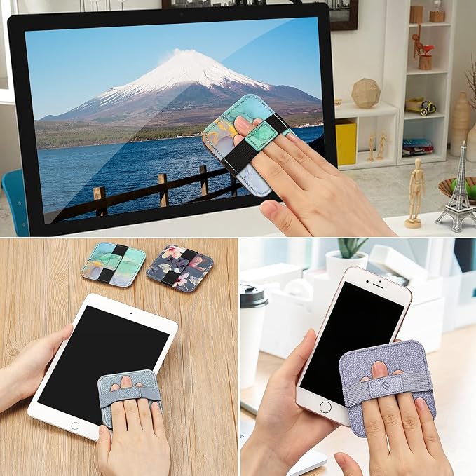 Fintie Screen Cleaning Pad, [4 Pack] Soft Cloth Car Phone Screen Cleaner | Microfiber Wipe Cleaning with Elastic Strap for iPad, iPhone, MacBook, Tablets, Laptop, Monitor (Blooming Hibiscus) - Image 5