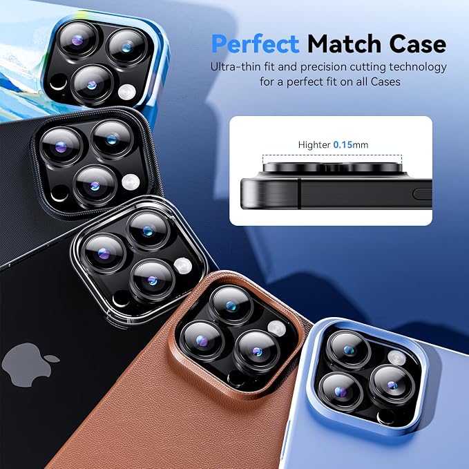 for iPhone 16 Pro Max/iPhone 16 Pro Camera Lens Protector | Military Grade Protection, Keep Lens Original Design, 9H Tempered Glass Camera Cover Screen Protector - Image 6