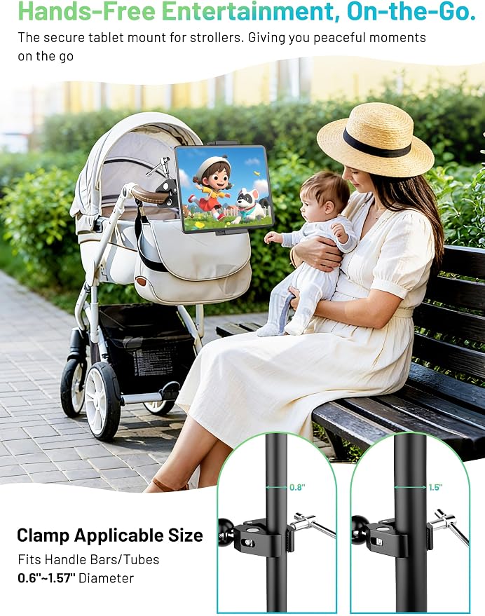 iPad Holder for Mic Stand, Side Mount iPad Music Stand Holder for Microphone, 360° Swivel Tilt Adjustable Mic Tablet Stand for 4.7-12.9" iPad Pro Galaxy Tabs - Image 2