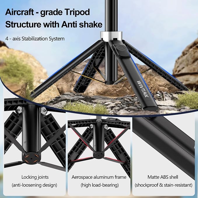 Auto Face Tracking Selfie Stick Tripod for iPhone, Minimalist 360° Rotating AI Tracking Tripod with Wireless Control, 60" Extended Phone Holder for Content Creation Vlogging, Live Streaming - Image 6