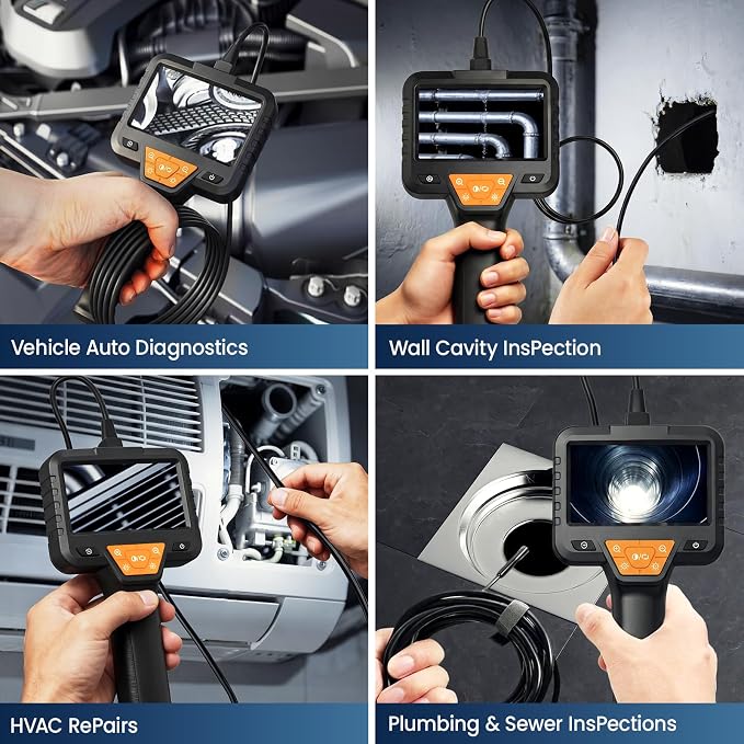 32.8FT Endoscope Camera with Light-1080P HD Borescope Inspection Camera | IP67 Waterproof Sewer Tools with 8 Adjustable LEDs,Snake Cameras with 4.3" IPS Screen for Plumbing & Automotive Engines - Image 7