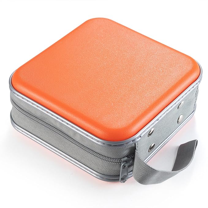 LIOVODE DVD Case, 48 Capacity Hard Plastic CD Case Holder for Car | DVD Storage, Hand Strap, Zipper Closure, Scratch-Resistant Sleeves, CD Storage for Music Blu-Ray Game Disc for Travel Office - Image 5
