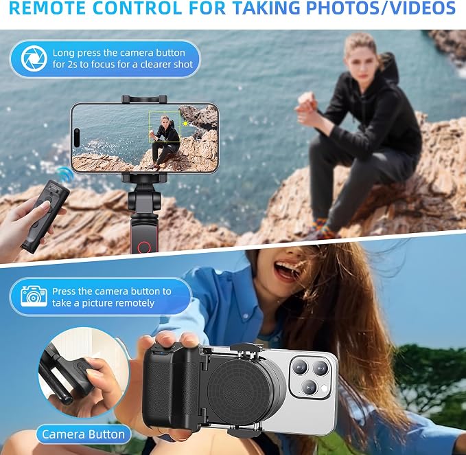 MILOUZ Remote Control Scrolling for Tiktok with Phone Stand,Page Turner for Kindle App E-Book,Bluetooth Camera Shutter Remote for iPhone, Android,iOS,iPad,Tablet (Black) - Image 4