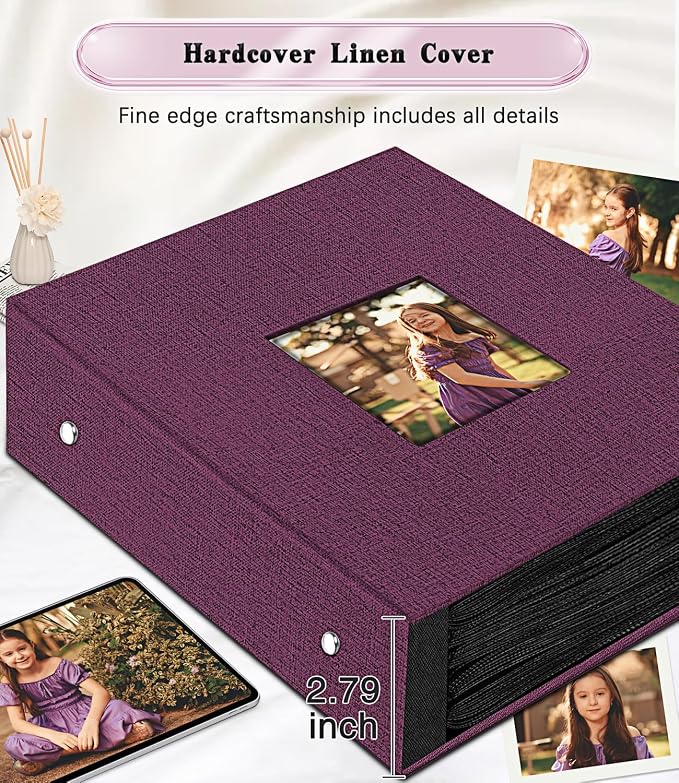 Ejblfe Photo Album 4x6,Linen Cover Slide-in Photo Album Book Can Holds 1000 4x6 Photos with 100 Black Sheets for Family,Wedding,Baby and Holiday Pictures (Dark purple) - Image 5