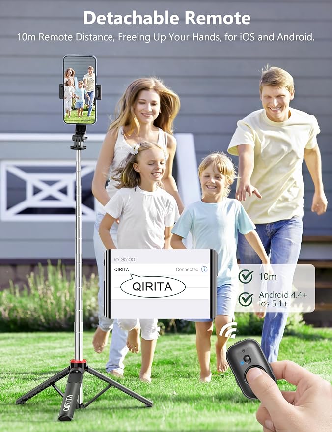 52" Selfie Stick Tripod with Remote, 3 in 1 Portable Selfie Stick & Phone Tripod Stand with Phone Holder, Cell Phone Tripod for Group Selfies/Live Streaming/Video Recording, for iPhone/Android - Image 4