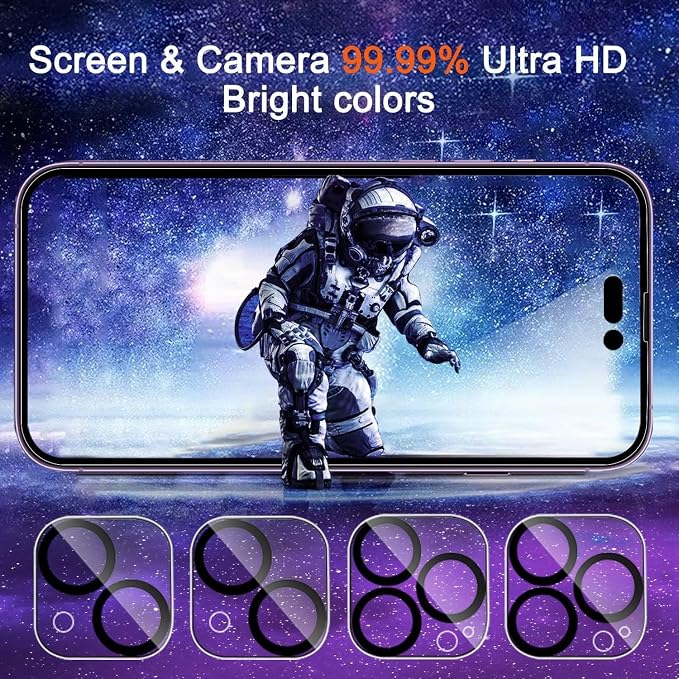 Ferilinso Screen Protector for 14 Plus iPhone 14 Pro Max, Tempered Glass | 3 Pack, 9H+ Military-Grade Shatterproof, HD Clear, Case Friendly, Easy Installation Bubble Free, with Camera Lens Protector - Image 4