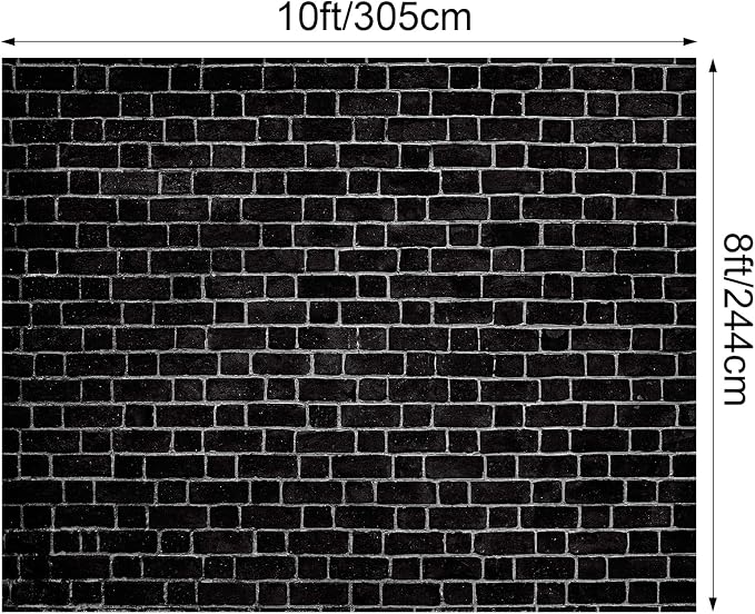 10 x 8ft Black Brick Wall Backdrop Fabric Brick Photo Background | Large Polyester Brick Backdrop Cover for Photoshoot Home Fireplace Decoration, Newborn Birthday Party Decor - Image 2